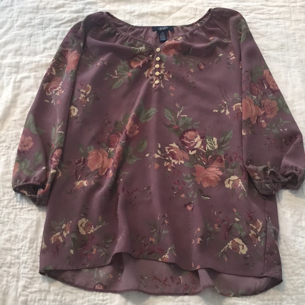 Sheer Plum Floral Blouse